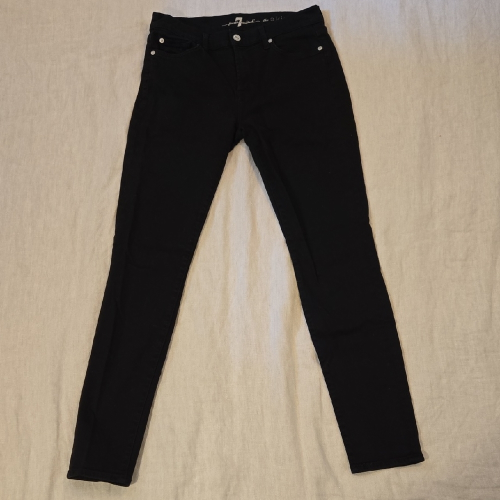 7 For All Mankind Jet Black Skinny Jeans